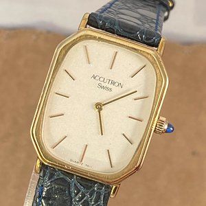 VINTAGE Bulova ACCUTRON SWISS QUARTZ 18K Heavy Gold electroplate